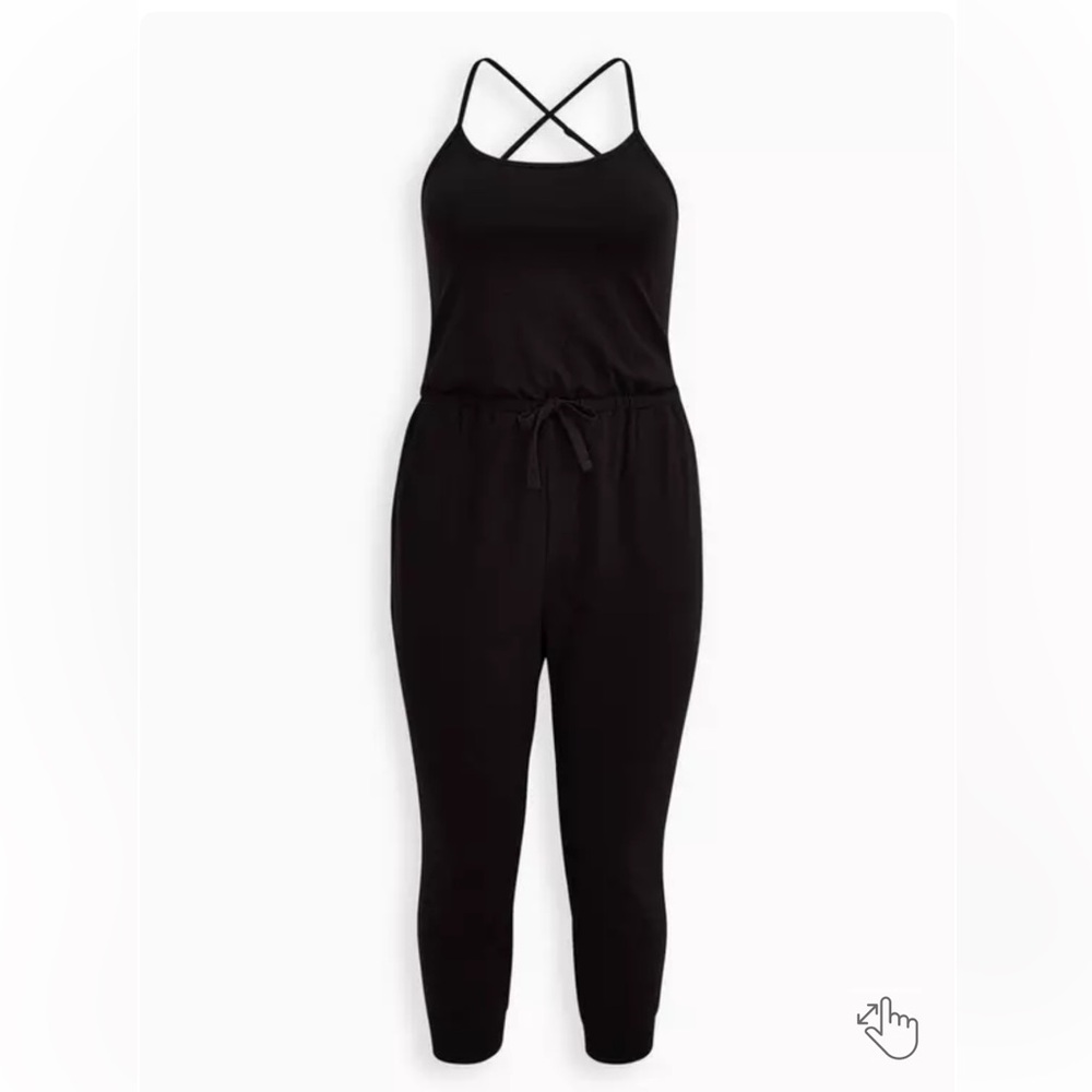 TORRID Black Crisscross Back Crop Active Jumpsuit - Size 1 - Picture 6 of 12